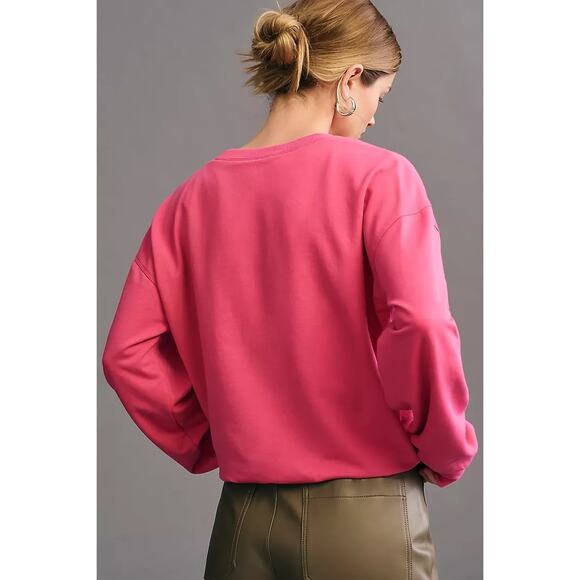 Anthropologie Maeve Twist-Front Oversized Sweatshirt Berry Pink – Size XS - Picture 6 of 8